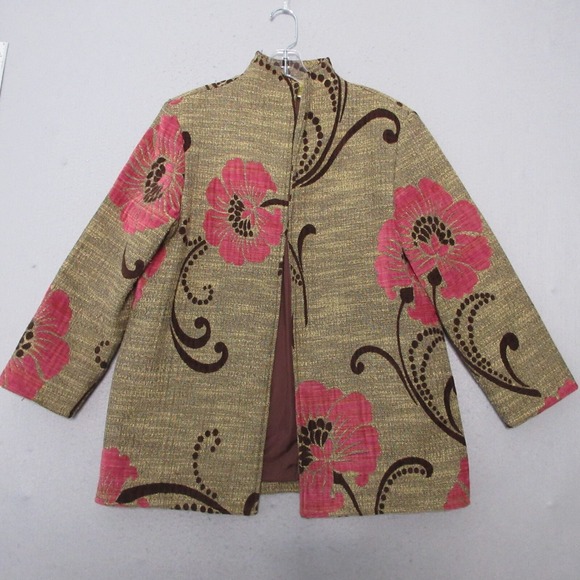 Painted Pony Jackets & Blazers - Vintage Painted Pony Jacket Large Floral Art to Wear Lagenlook Open Front USA